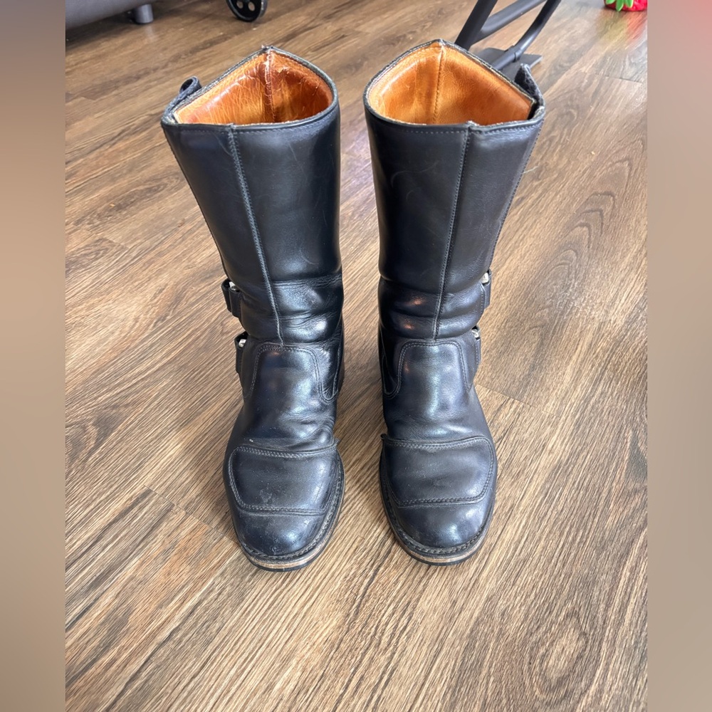 Chippewa Black Leather Boot with buckle detail